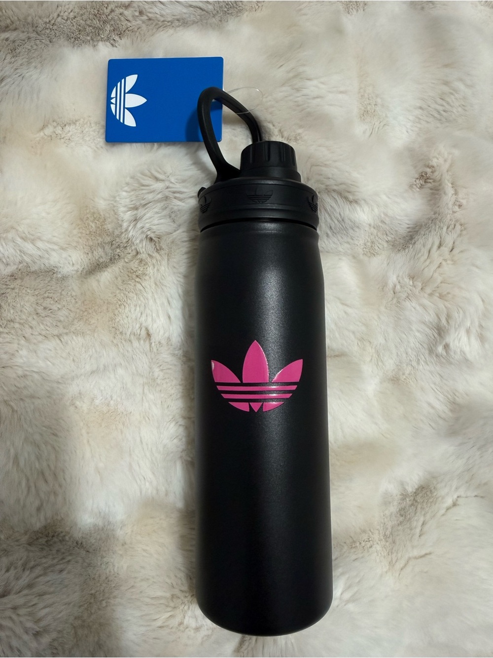 Adidas originals steel 600 water bottle black lucid pink NWT 20 oz